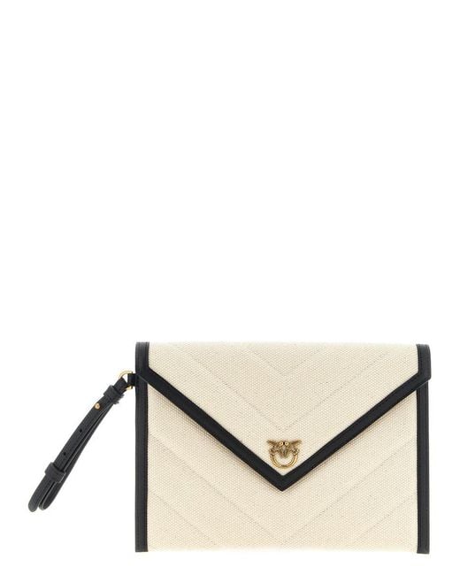 Pinko Natural Canvas Flat Clutch Bag