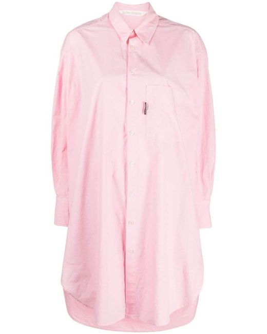 Palm Angels Pink Cotton Shirt Dress