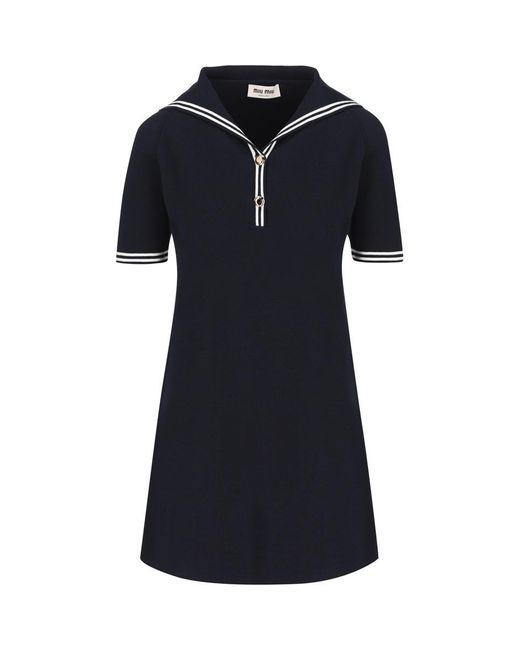 Miu Miu Blue Sailor Collar Mini Dress