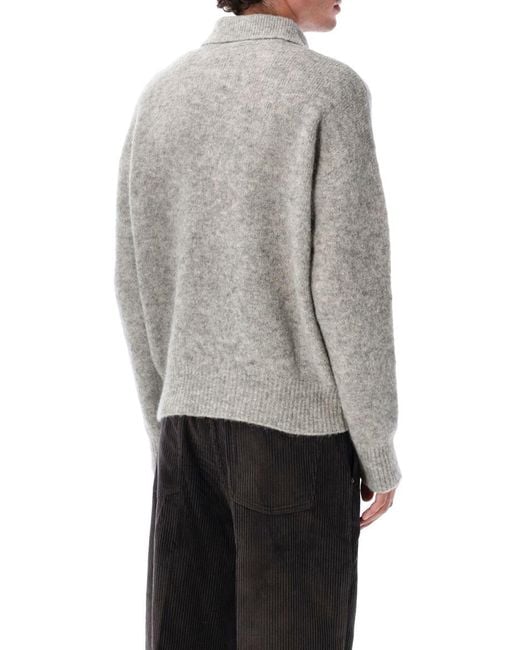 AMI Gray Wool And Alpaca Polo Sweater for men