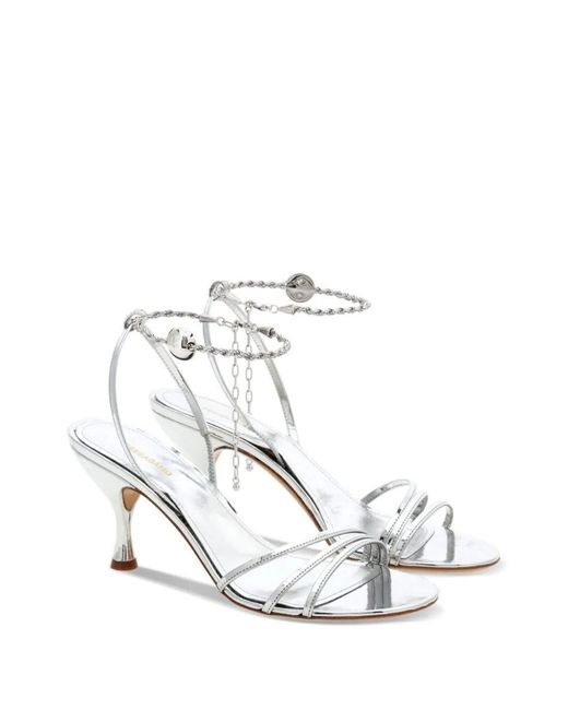 Ferragamo White Denise Chain Sandal Shoes