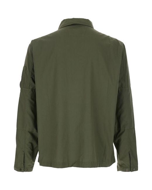C P Company Green Rip-Stop Cotton Jacket With Adjustable Drawstring Hem for men