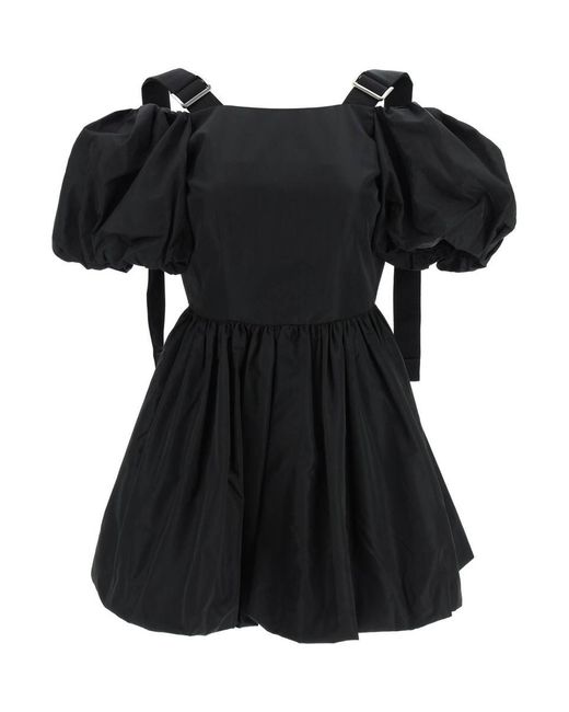 Simone Rocha Black Off-The-Shoulder Taffeta Mini Dress With Slider Straps