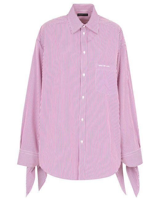 Balenciaga Pink Knotted Cuff Blouse