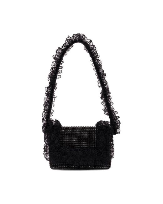 Self-Portrait Black Crystal Lace Detail Bag