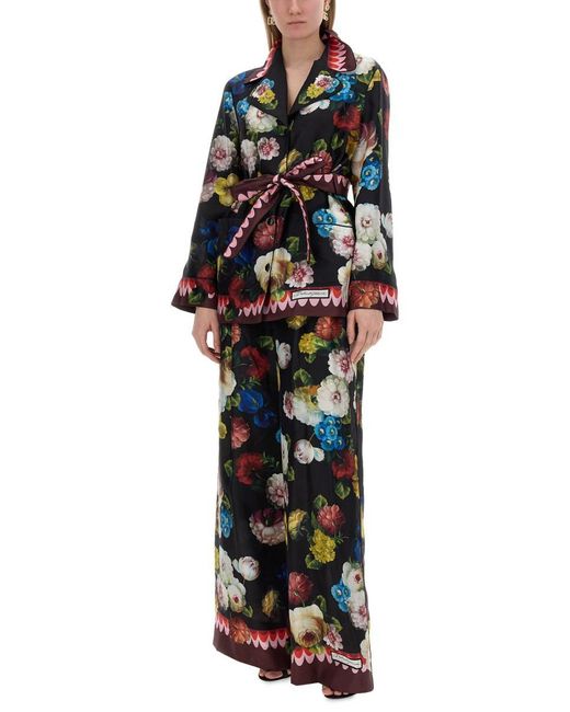 Dolce & Gabbana Black Pants With Floral Print