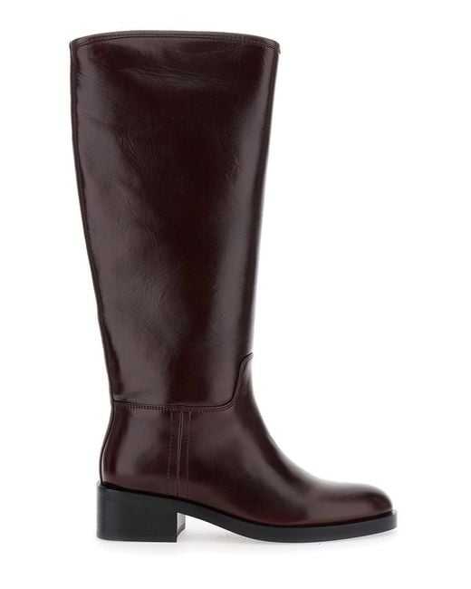 Jeffrey Campbell Brown Knee High Boots With Block Heel
