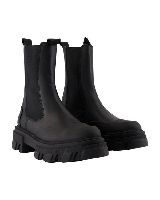 Ganni Black Chelsea Anckle Boots