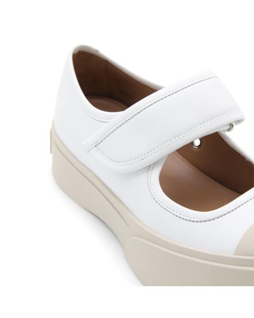 Marni White Chunky-sole Leather Mary-jane Trainers