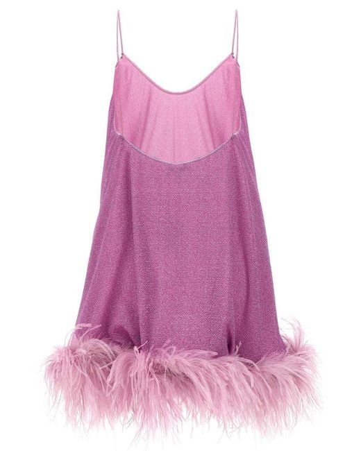 Oseree Pink 'Lumiere Plumage' Short Dress