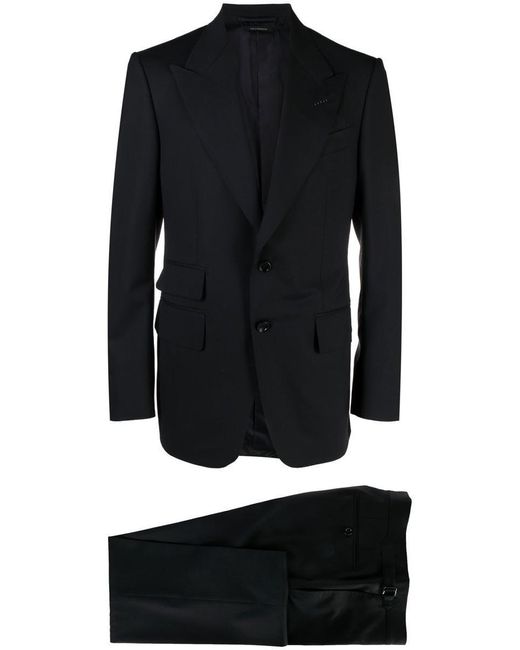 Tom Ford Black Peaked Lapels Tailored Suit for men