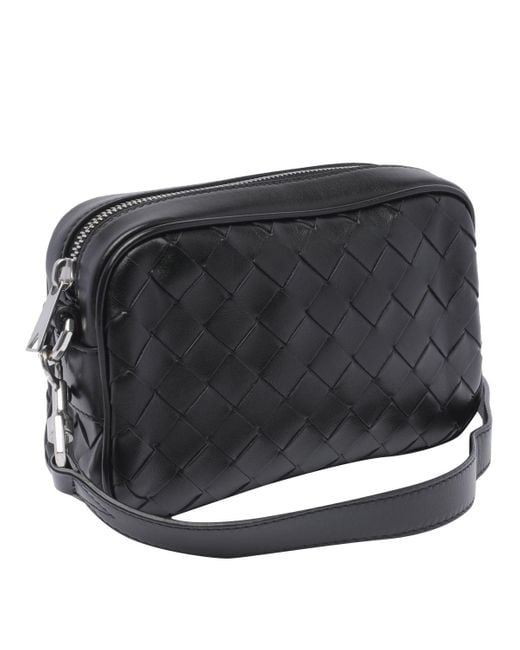 Bottega Veneta Black Intrecciato Leather Camera Mini Bag for men