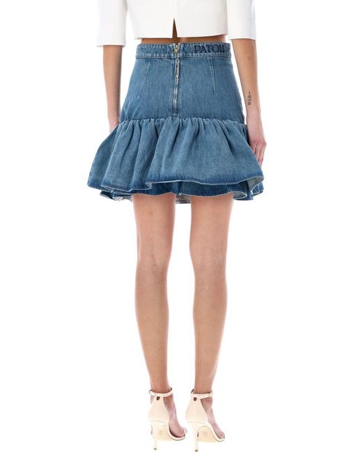 Patou Blue Ruffle Mini Skirt