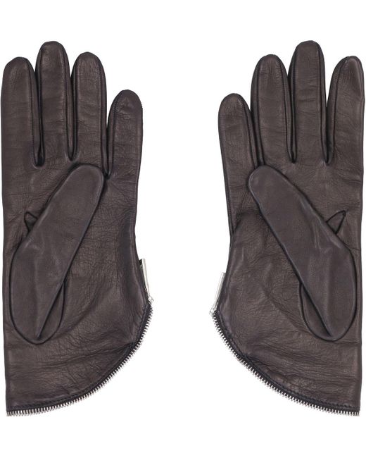 DSquared² Black Nappa Leather Gloves With Decorative Zip