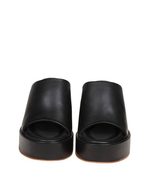 Paloma Barceló Black Leather Wedge Sandal