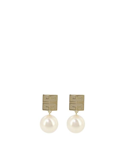 Givenchy White 4g Earrings With Pearls