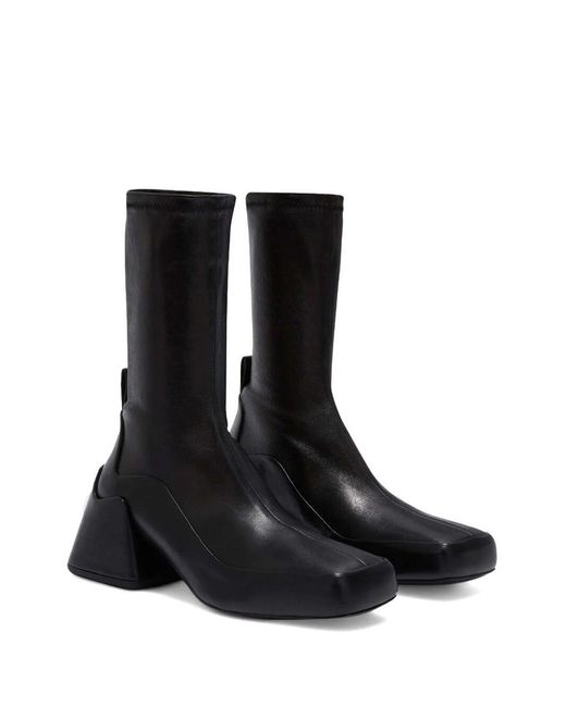 Jil Sander Black Block-heel Leather Boots