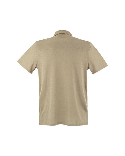 Majestic Filatures Natural Linen Short-sleeved Polo Shirt for men