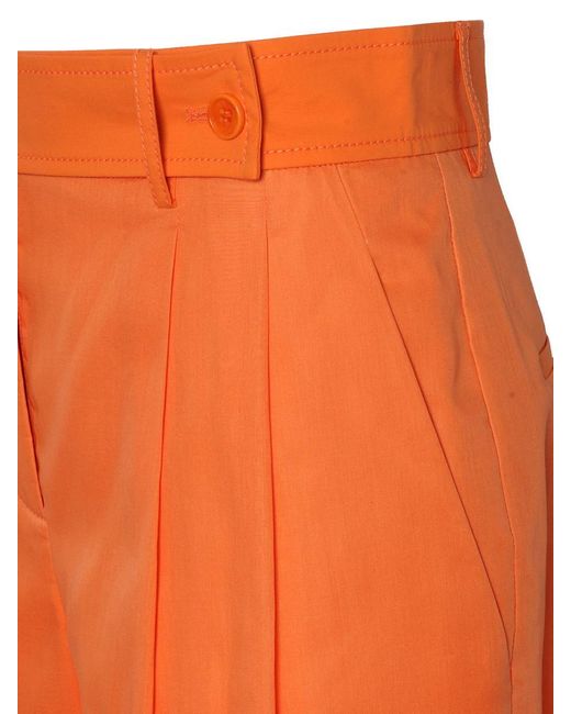 Alberta Ferretti Orange Wide-Leg Trousers With High Waist And Pleated Front