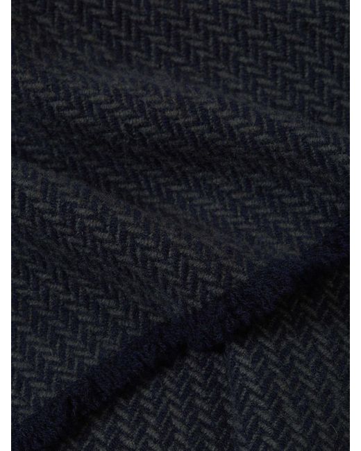 Fedeli Blue Cashmere Knit Scarf for men