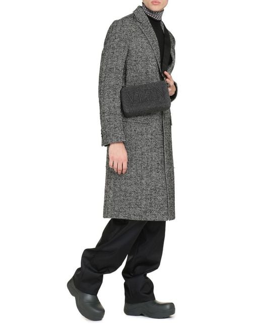 Valentino Gray Mixed Wool Tweed Coat for men