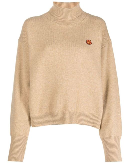 KENZO Natural High Neck Sweater With Application