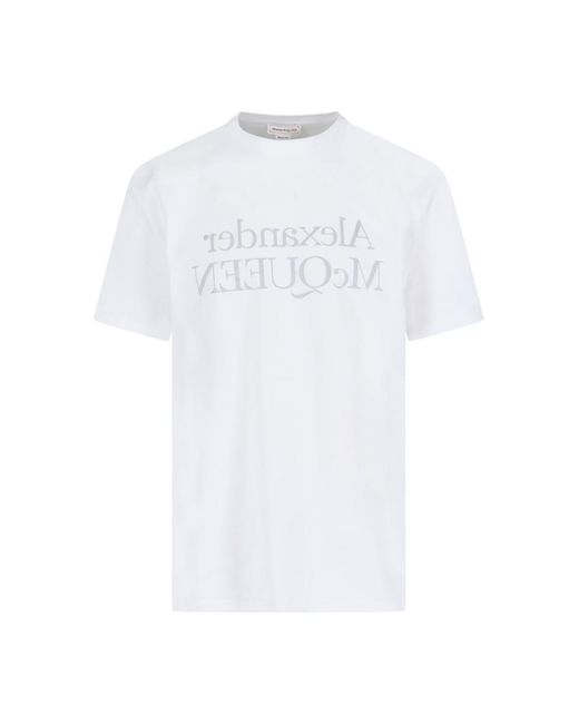 Alexander McQueen White Logo Riflesso T-Shirt for men