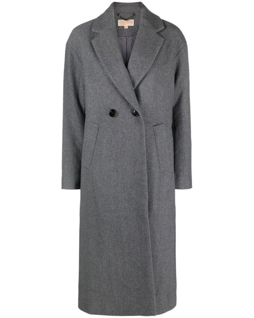 Michael Kors Gray Double-breasted Wool-blend Coat