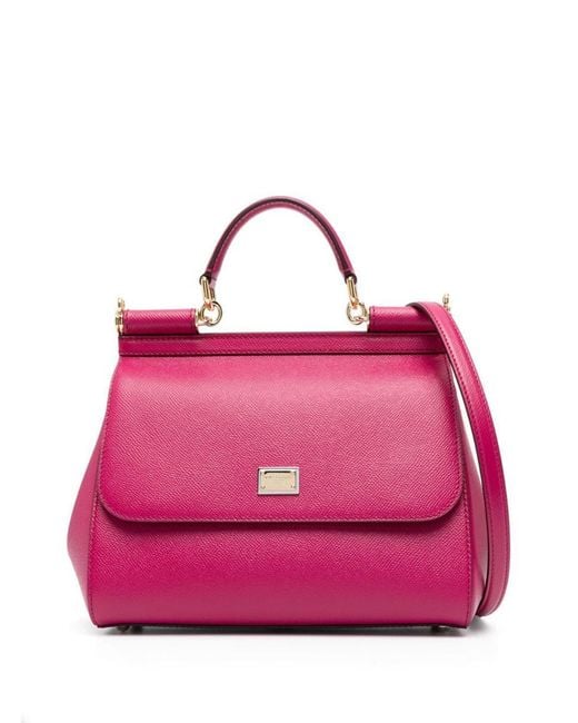 Dolce & Gabbana Pink Small Sicily Leather Tote Bag