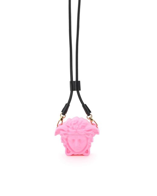 Versace Pink Airpods Case With Strap Medusa Sculpture for men