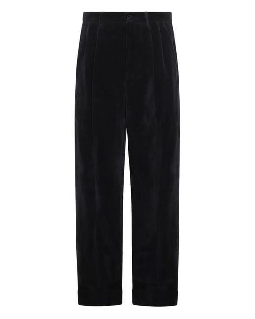 Valentino Garavani Black Cotton And Linen Blend Trousers for men