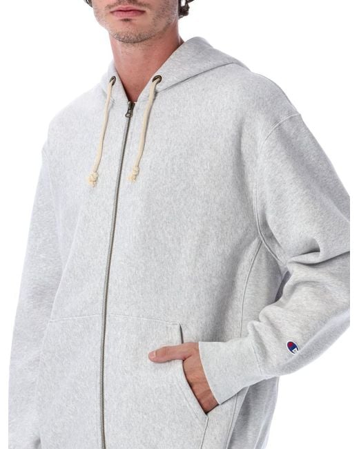 Champion Gray Oversized Zip Hoodie for men