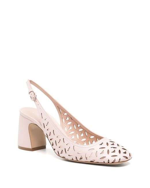 EA7 Pink Perforated Leather Slingback Pumps