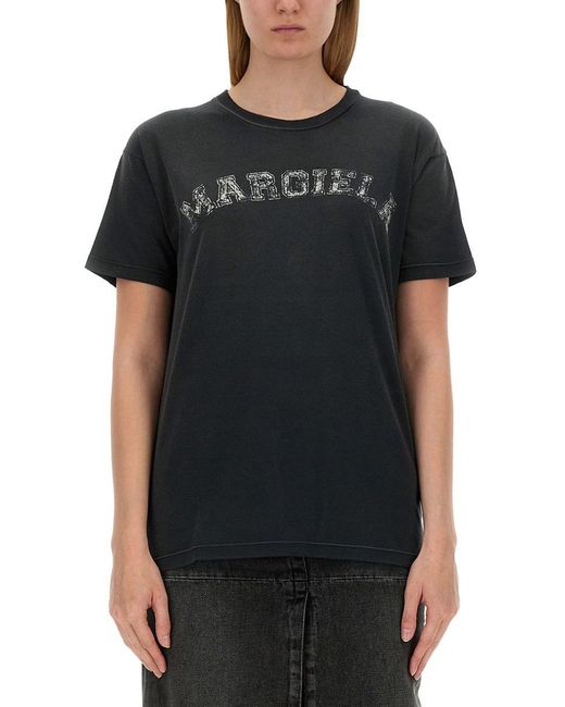 Maison Margiela Black T-Shirt With Logo