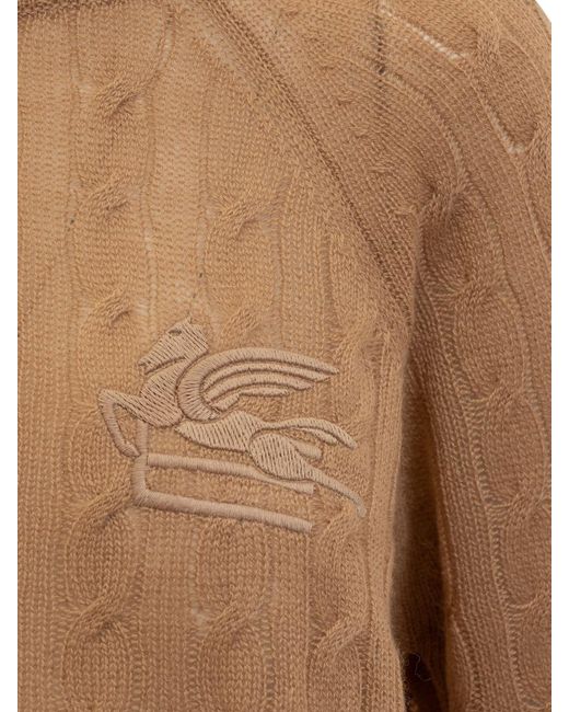 Etro Brown Sweater With Pegasus
