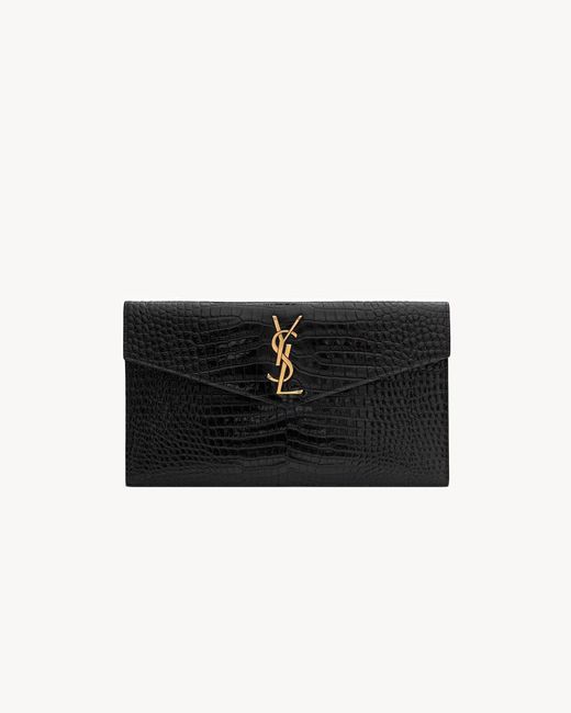 Saint Laurent Black Shiny Leather Pouch