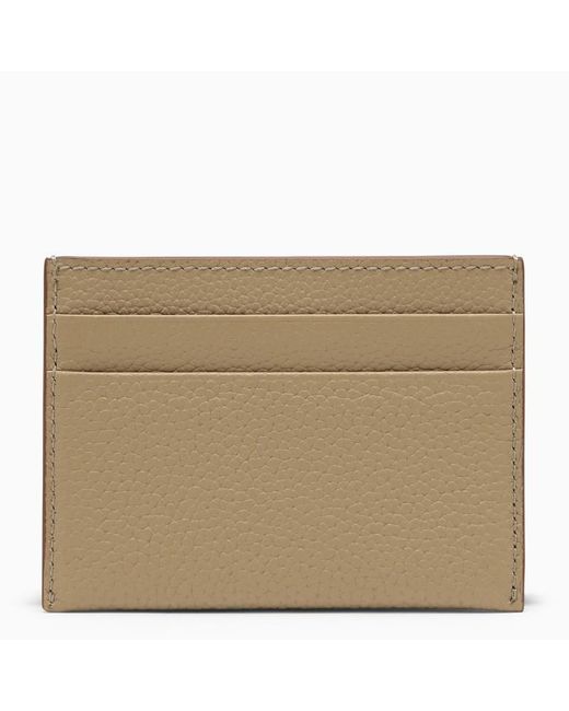 Burberry Natural Beige Leather Card Holder With Logo