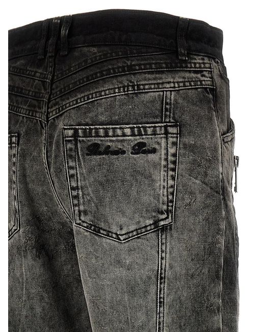 Balmain Gray Bleached Motor Denim Jeans for men