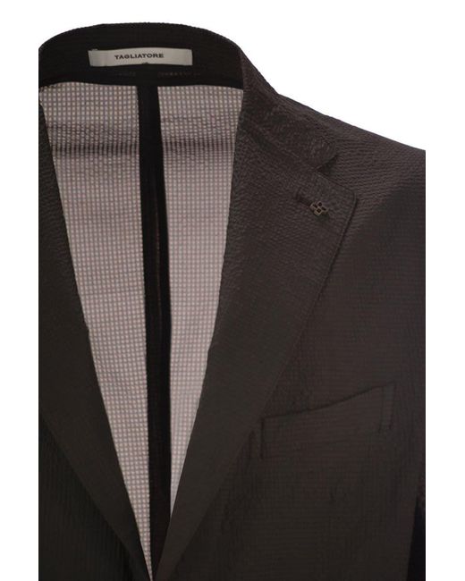 Tagliatore Black Lightweight Technical Fabric Jacket for men