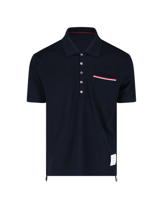 Thom Browne Blue Logo Polo Shirt for men