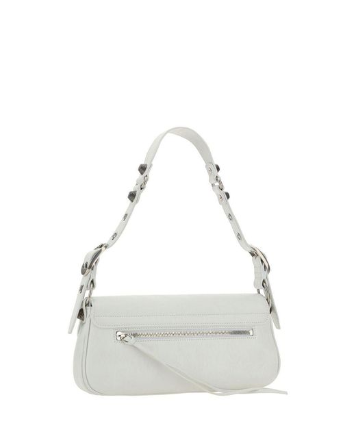 Balenciaga White Le Cagole Mini Leather Shoulder Bag