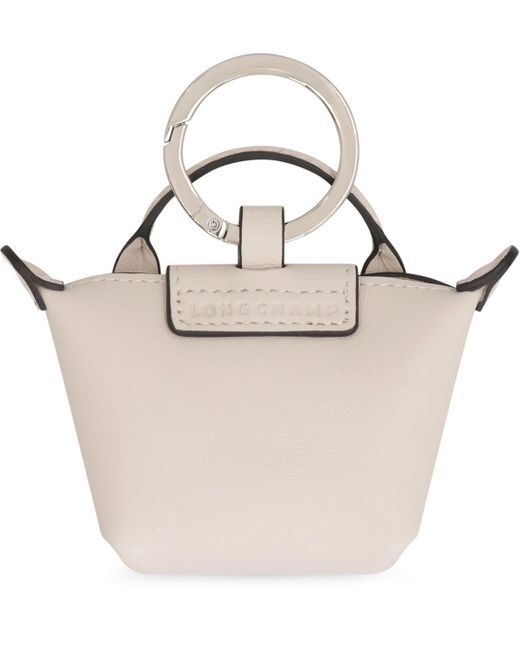 Longchamp White Le Pliage Xtra Key Ring
