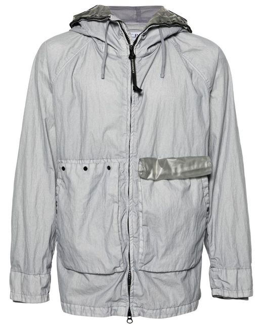 C P Company Gray Cp Company 50 Fili Zipped goggle Jacket for men