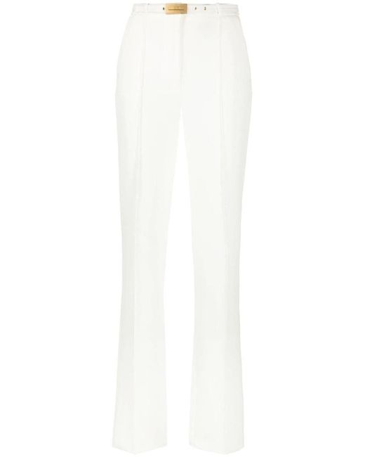 Elisabetta Franchi White Belted Tailored Trousers