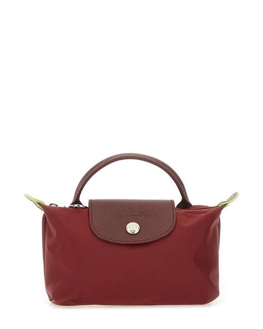 Longchamp Red "le Pliage" Clutch Bag With Handle