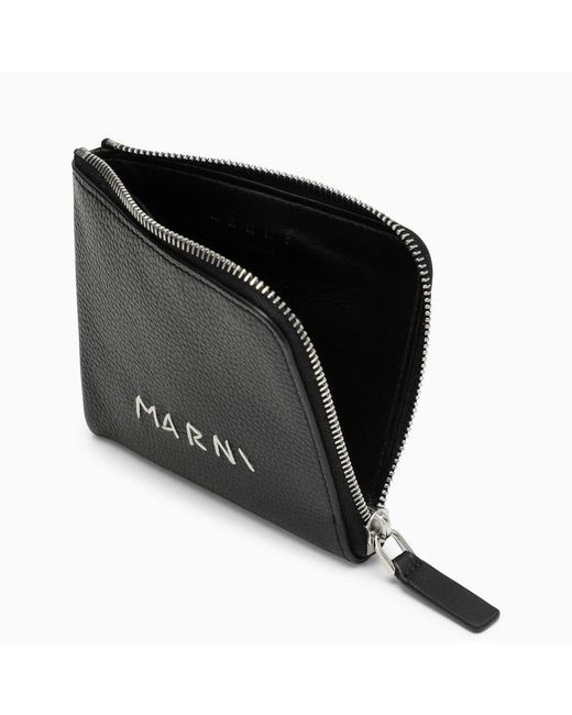 Marni Black Zipped Wallet With Logo for men