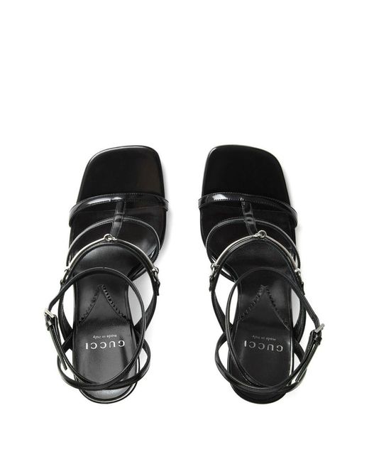 Gucci Black Horsebit Slim Heel Sandals
