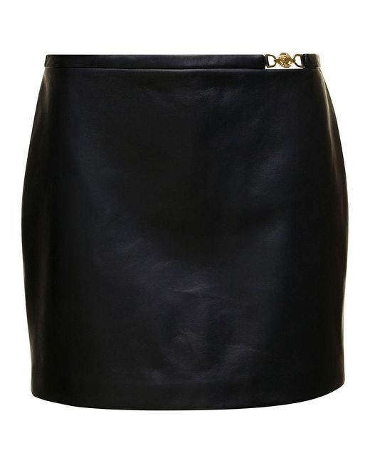 Versace Black Leather Mini Skirt