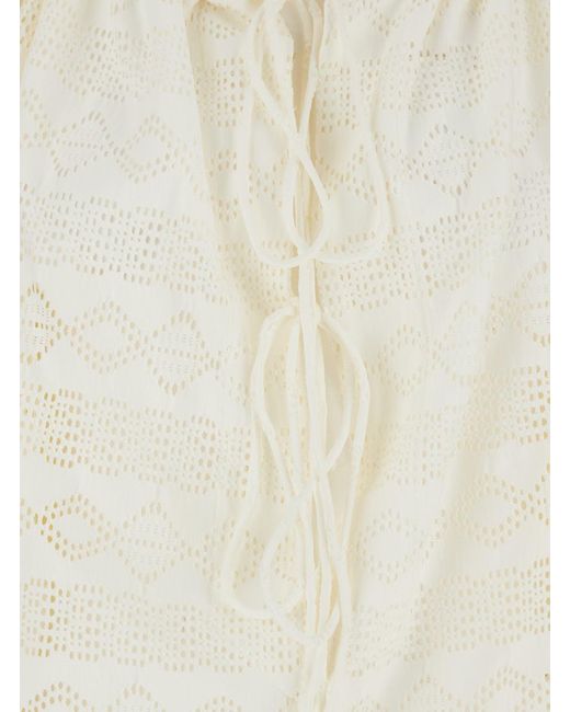 ANDAMANE White 'Wilma' Jumpsuit With Long Balloon Sleeves And All-Over Embroidery