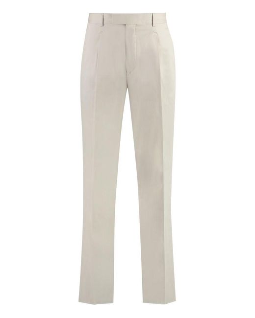 Zegna Gray Stretch Cotton Chino Trousers for men
